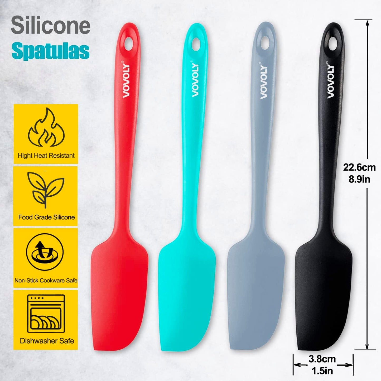 Mini Silicone Spatula - BPA Free Pro-Grade 600ºf Heat-Resistant Non-Stick Small Rubber Jar Spatula - Silicone Kitchen Scraper Utensil Tool for Cooking and Baking, 8.8 IN