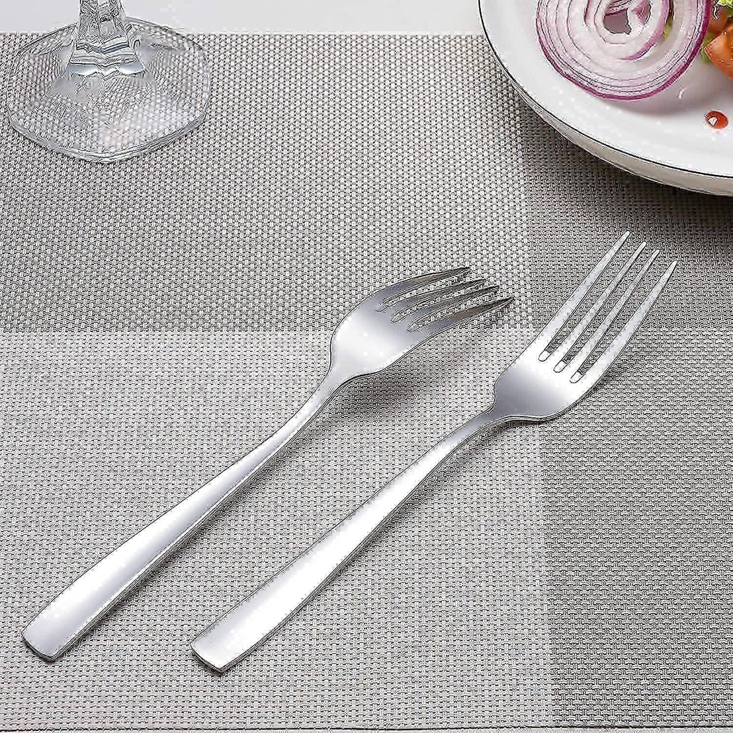 Dinner Forks and Dinner Spoons Bundle,16 Pcs 8" Food Grade Stainless Steel Silverware Forks & 16 Pcs 7.3" Stainless Steel Spoons,Mirror Finish & Dishwasher Safe,Use for Home,Kitchen or Restaurant