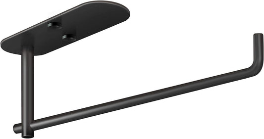 Self Adhesive Paper Towel Holder under Cabinet Mount, Wall Mounted Paper Towel Roll Holder for Kitchen, Bathroom, Wall - SUS304 Stainless Steel (Black)