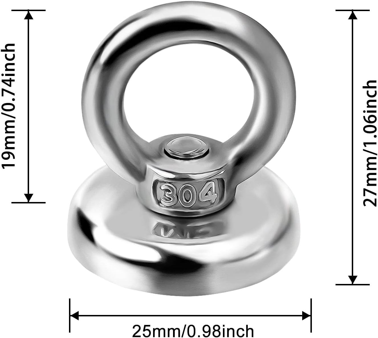 Heavy-Duty Magnetic Hooks 10-Pack, 60 lbs Pulling Force Neodymium Magnets with Countersunk Eyebolt for Home, Office, Garage, and Kitchen Use