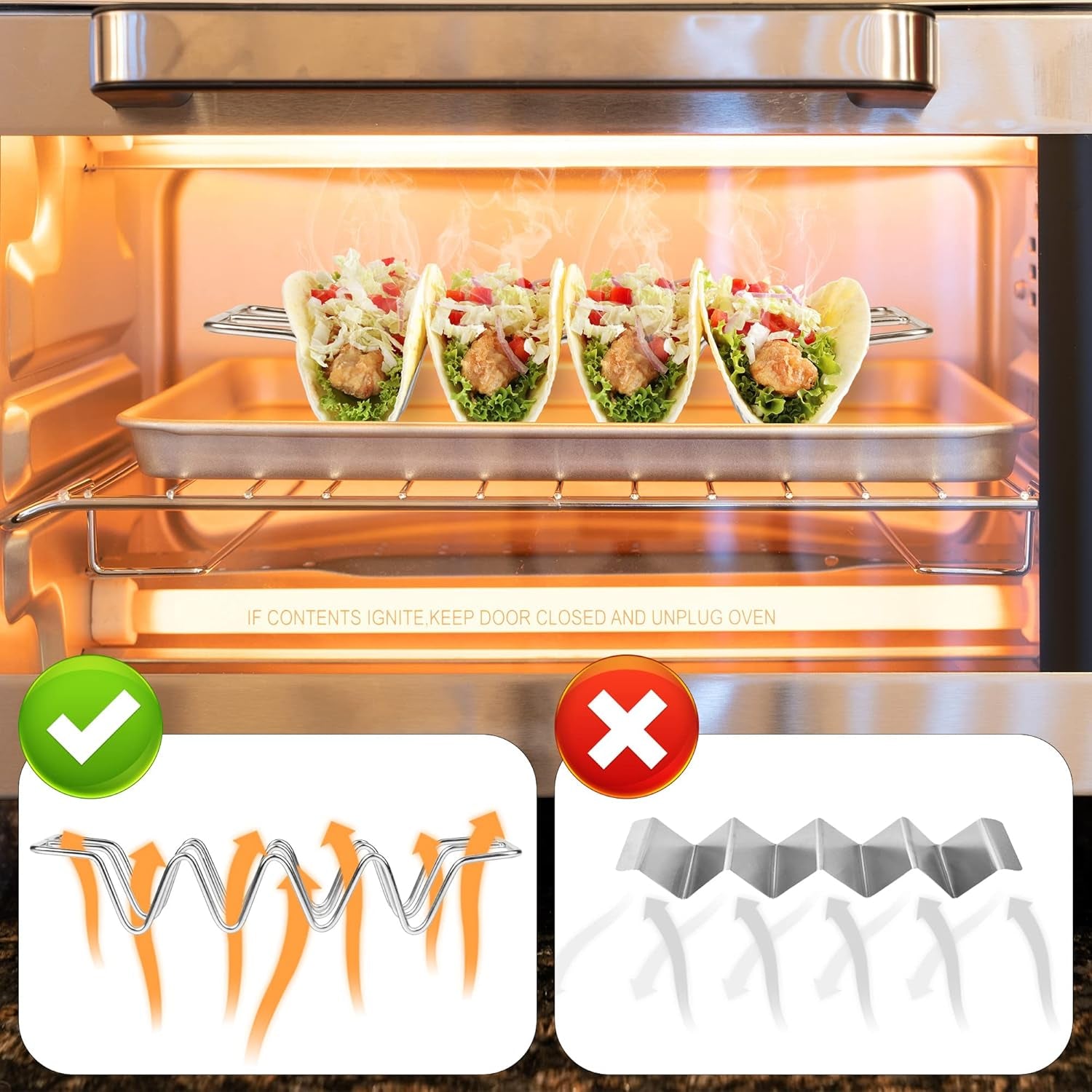 Taco Holders Set of 3,Stainless Steel Taco Shell Holder Stand,Taco Tray Plates for Taco Bar Gifts Accessories,Holds 4 Tacos Each,Oven Safe for Baking, Dishwa Sher and Grill Safe