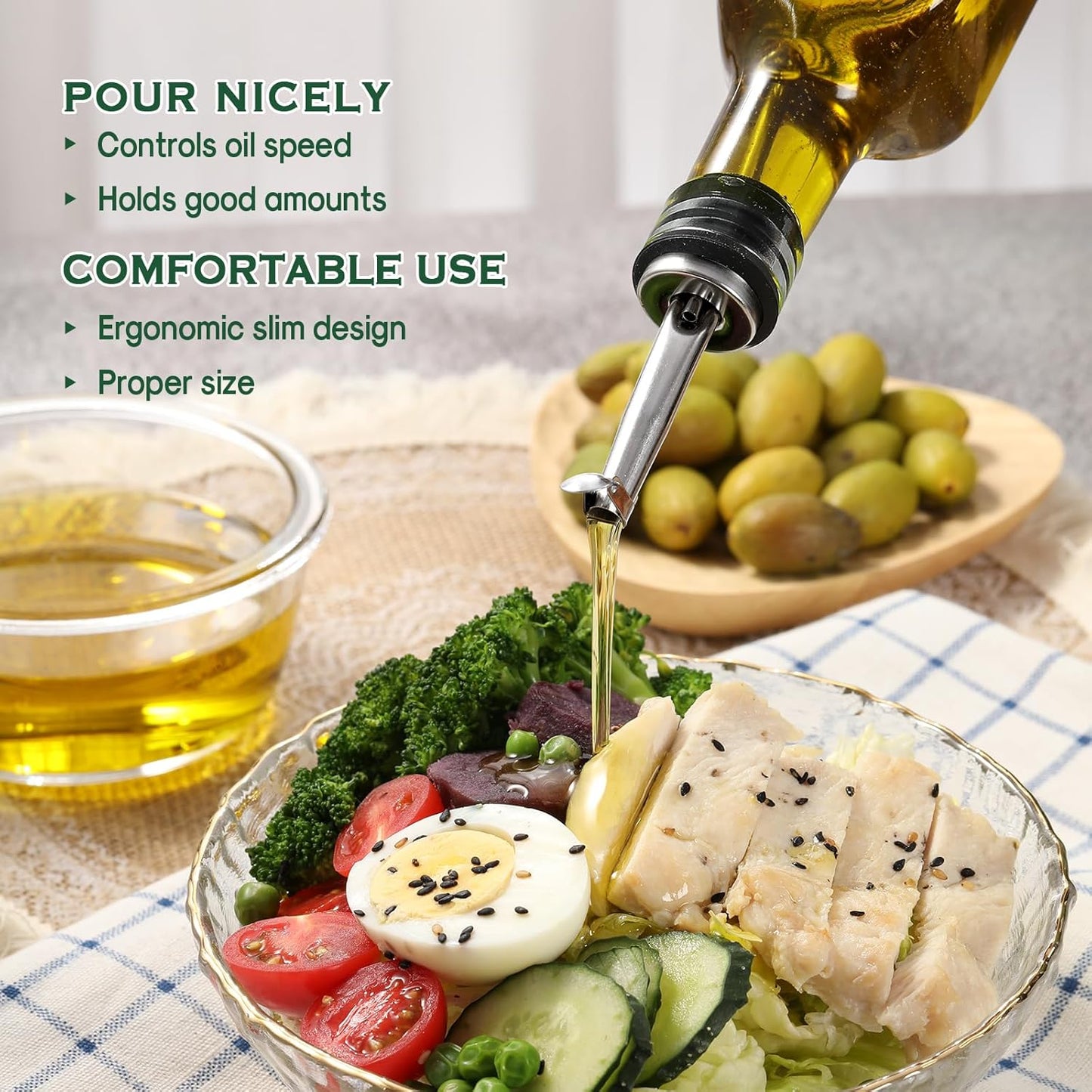 17Oz Glass Olive Oil Dispenser Bottle - 500Ml Clear -Oil & Vinegar Cruet with Pourers and Funnel - Olive Oil Carafe Decanter for Kitchen