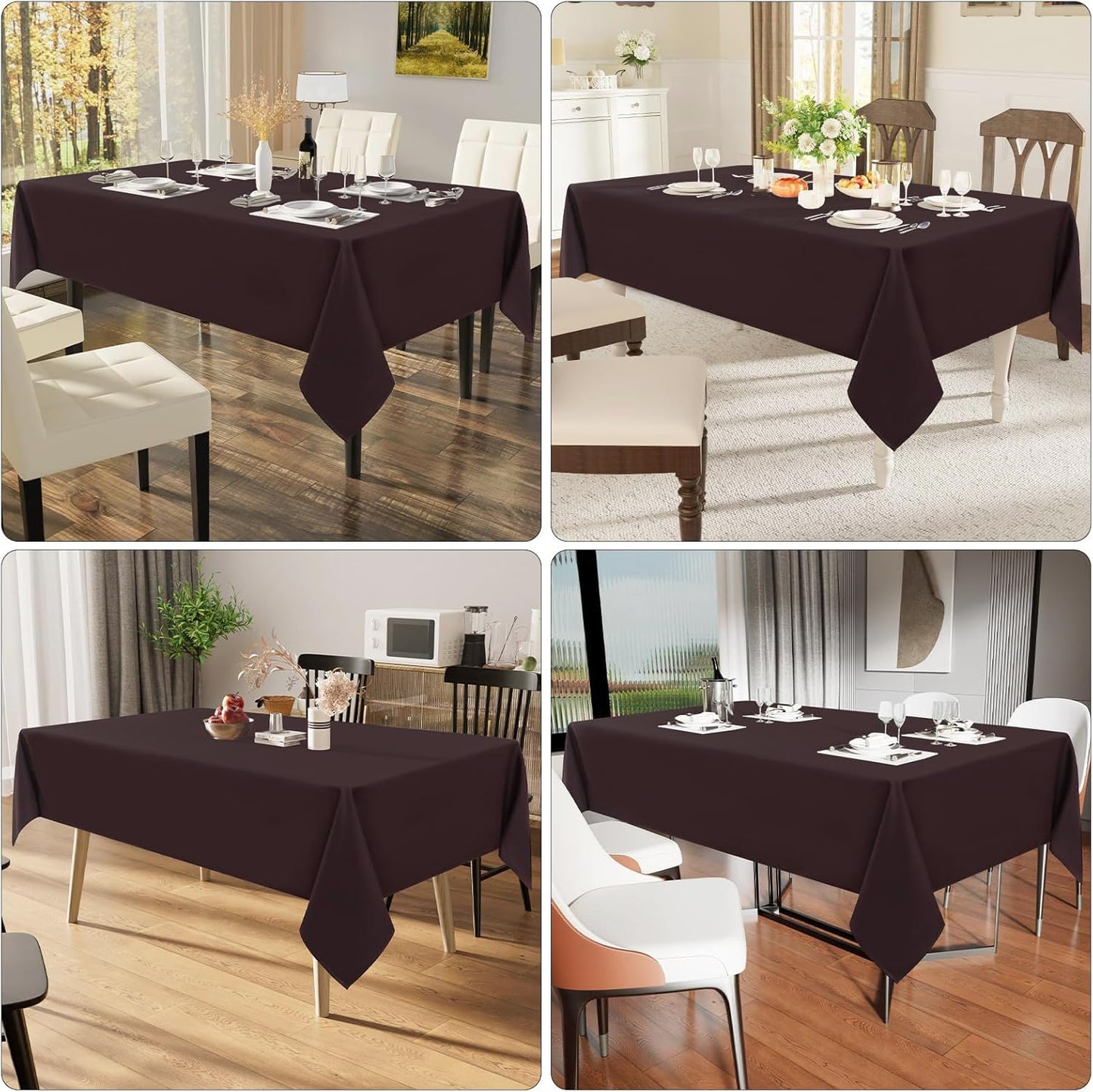 Rectangle Table Cloth, Waterproof Anti-Scratch Polyester Tablecloth, Decorative Washable Fabric Table Cover for Dining, Buffet, Parties and Outdoor, 60X84, Coffee