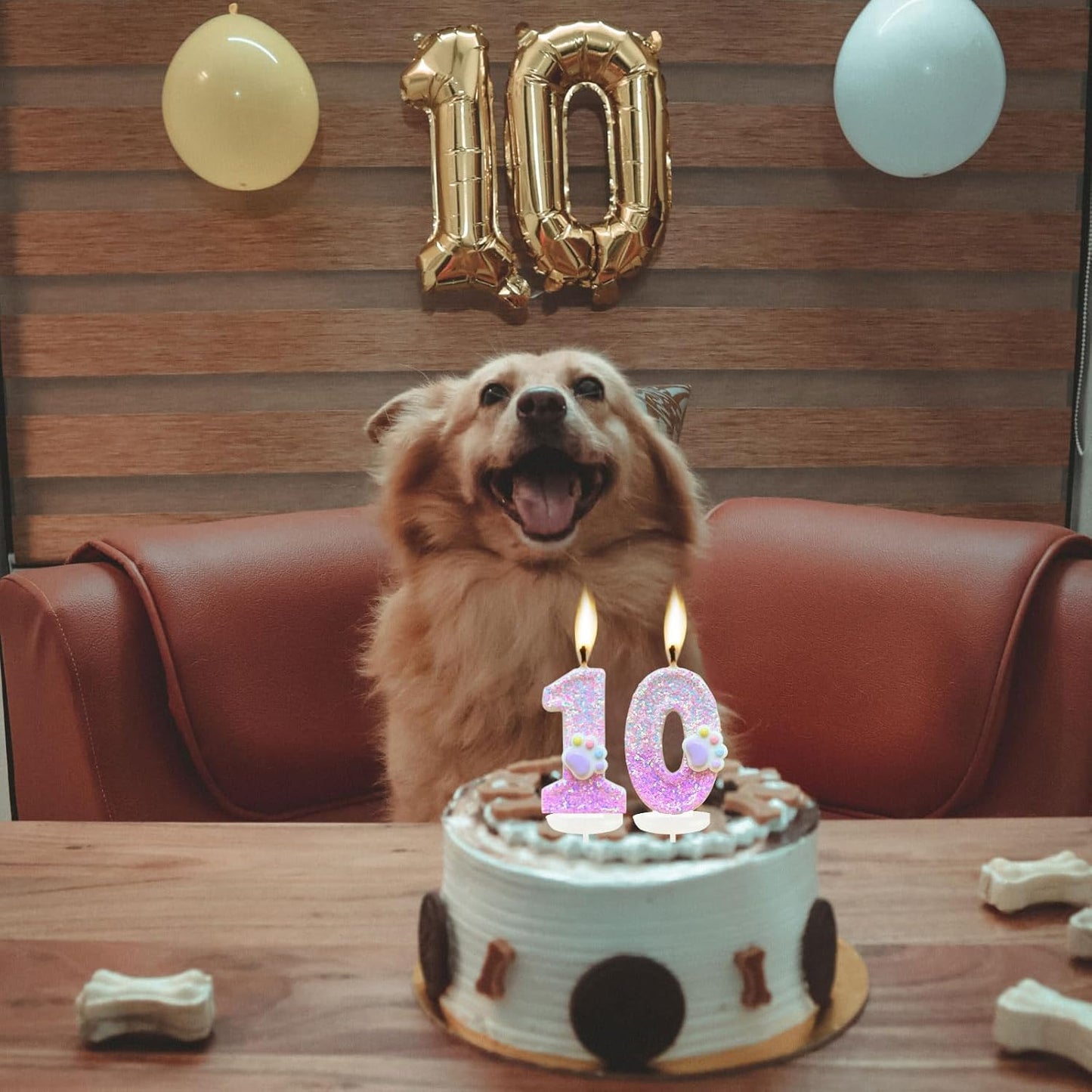 Cat and Dog Paw Number Candles for Cake Decoration, Pink Kitten Paw Number 4 Candle, Dog Themed Birthday Cake Topper for Party Decorations