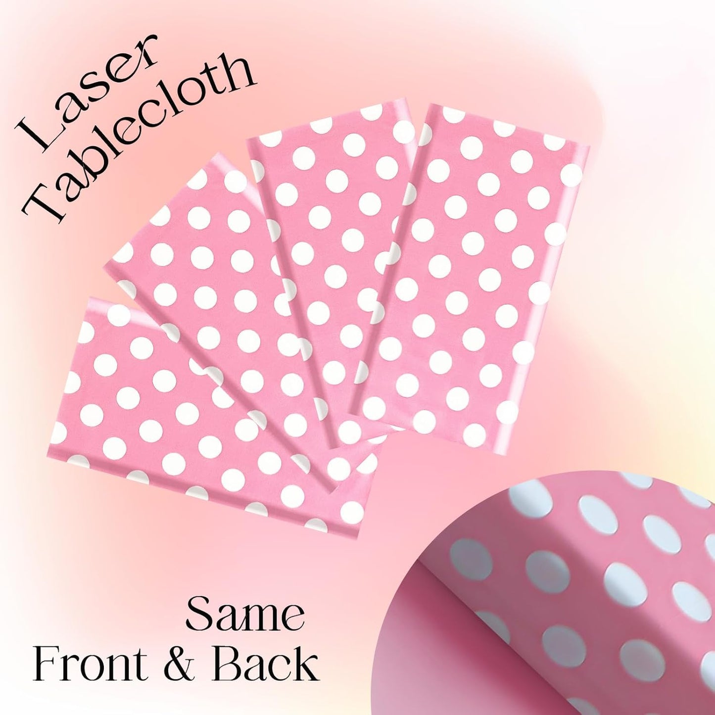 Set of 2 Pink Polka Dot Rectangle Tablecloths - 54"x72" Decorative and Stain-Resistant Table Covers for Dining, Buffets, Weddings, Camping, and Parties