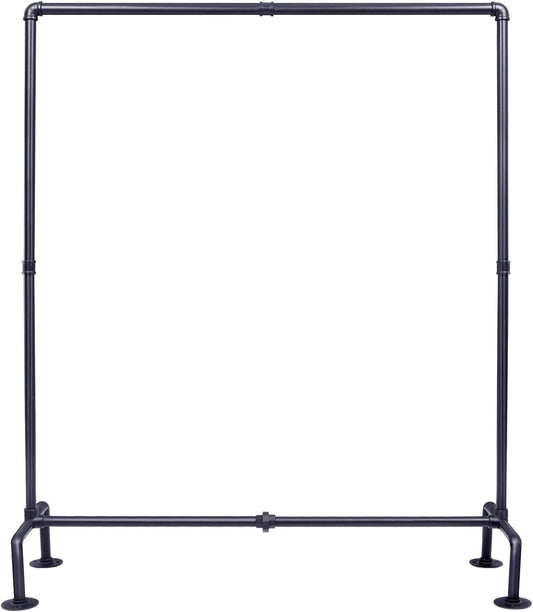 Industrial Pipe Clothing Rack Free Standing, Heavy Duty Detachable Clothes Rack with 4 Stable Feet for Garment Storage Display, Black