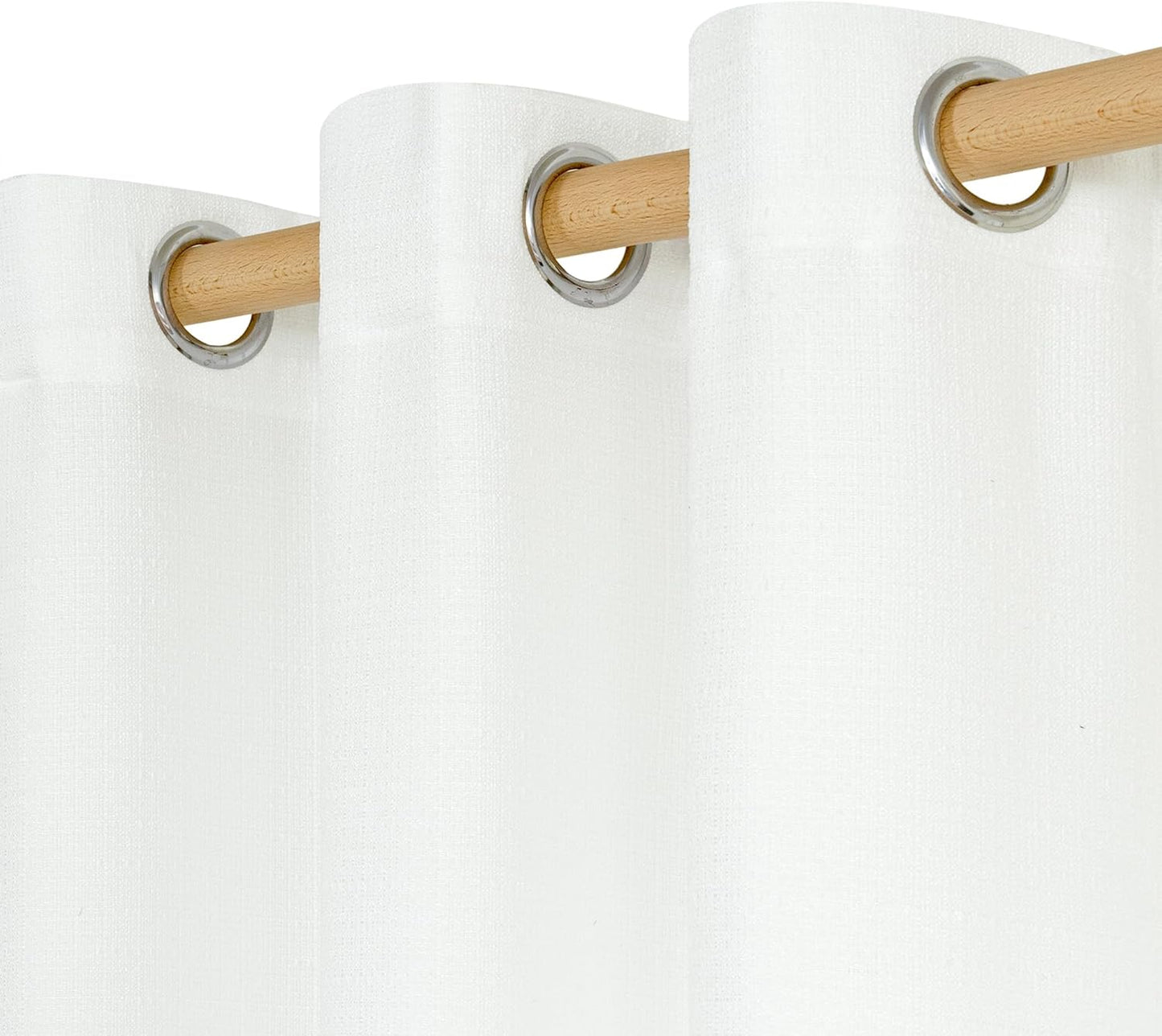 White Linen Curtains 40 Inch Length for Small Window/Kitchen over Sink, Linen Textured Thermal Insulated Curtains Privacy Grommet Drapes for Bedroom/Bathroom, Set of 2 Panels, W42 X L40, White