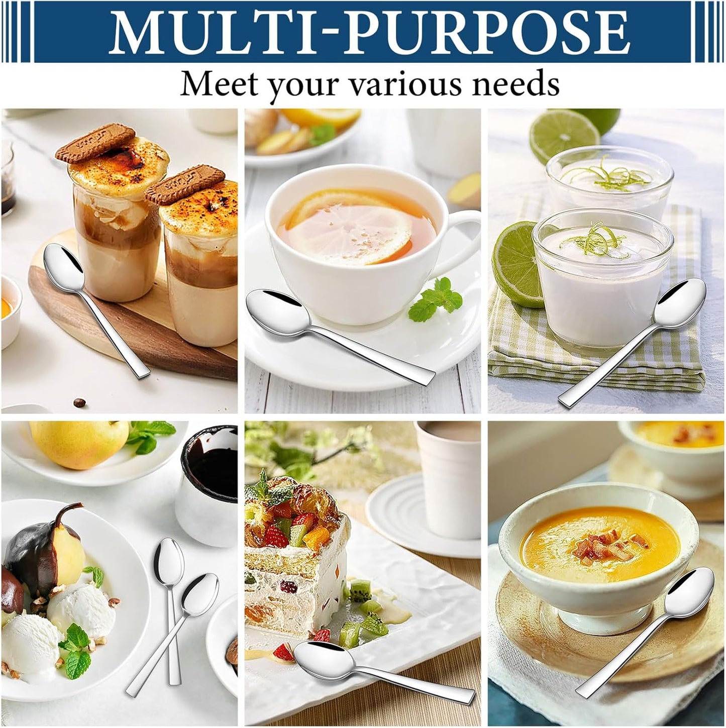 Teaspoon Set (12 Pieces), 6.7" Stainless Steel Mini Tea Spoons, Premium Stirring Silverware, Kitchen Dessert Coffee Spoon Set, Mirror Finish & Dishwasher Safe