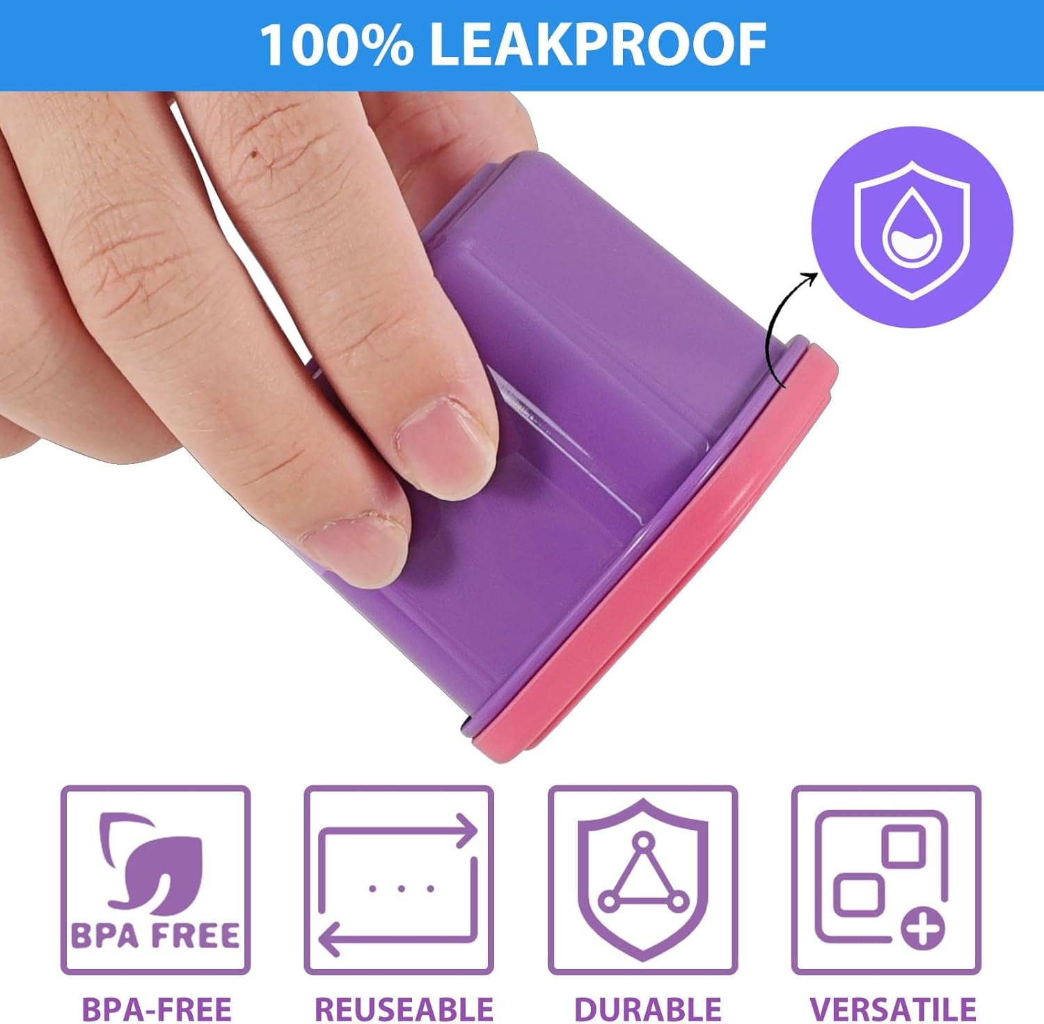 Leakproof Condiment Salad Dressing Container to Go with Lids 6 Pack - 3 Oz/90Ml Stackable Small Food Storage Containers for Sauce, School Lunch, Work, Travel, Bpa-Free