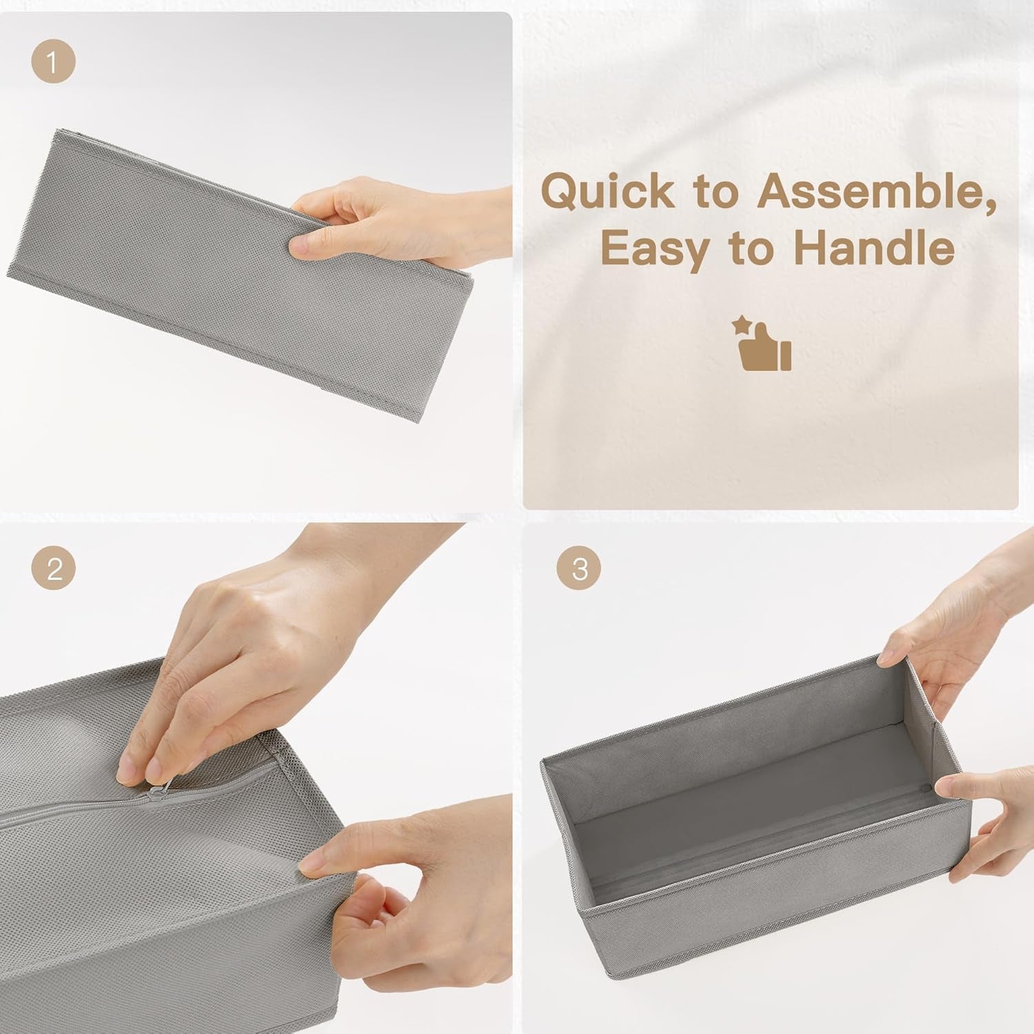 Drawer Organizer Clothes, 14 Pack Dresser Organizer for Baby Clothes, Underwear, Sock- Foldable Closet Organization and Storage Dividers Bins for Nursery, Bedroom and Dorm (Grey)