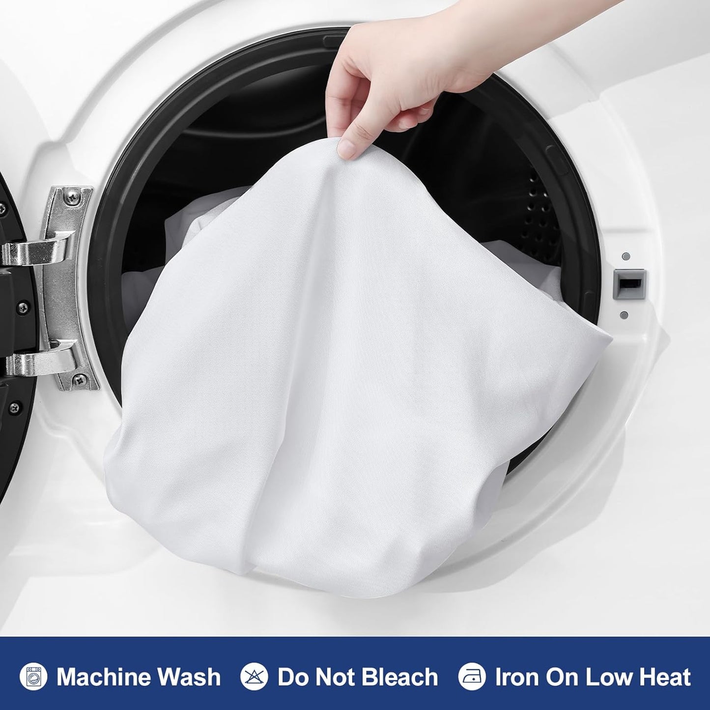 2 Packs Rectangle Fitted Tablecloth, 6 Foot Washable Fabric Table Cloth, Waterproof Polyester Table Cover for Party, Trade Show, Outdoor and Indoor (White, 30" X 72")