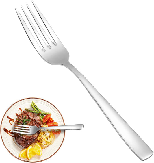 12 Piece Dessert Forks Set, Food-Grade Stainless Steel Silverware Forks, Salad Forks, Metal Forks for Home, Kitchen or Restaurant, Mirror Polished, Dishwasher Safe - 8 Inch