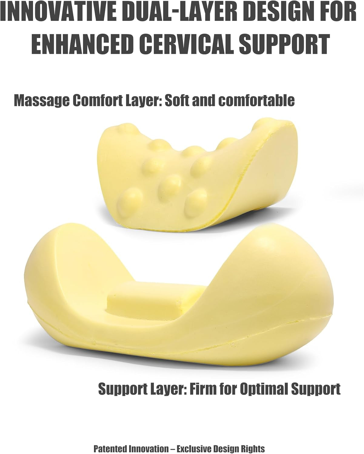 Patented Dual-Layer Cervical Neck Roll Pillow-Comfort Top + Firm Memory Foam Base,Ergonomic Contour Support,Cooling Breathable Case- Relieves Neck Pain from Office,Travel,Sleep& Poor Posture