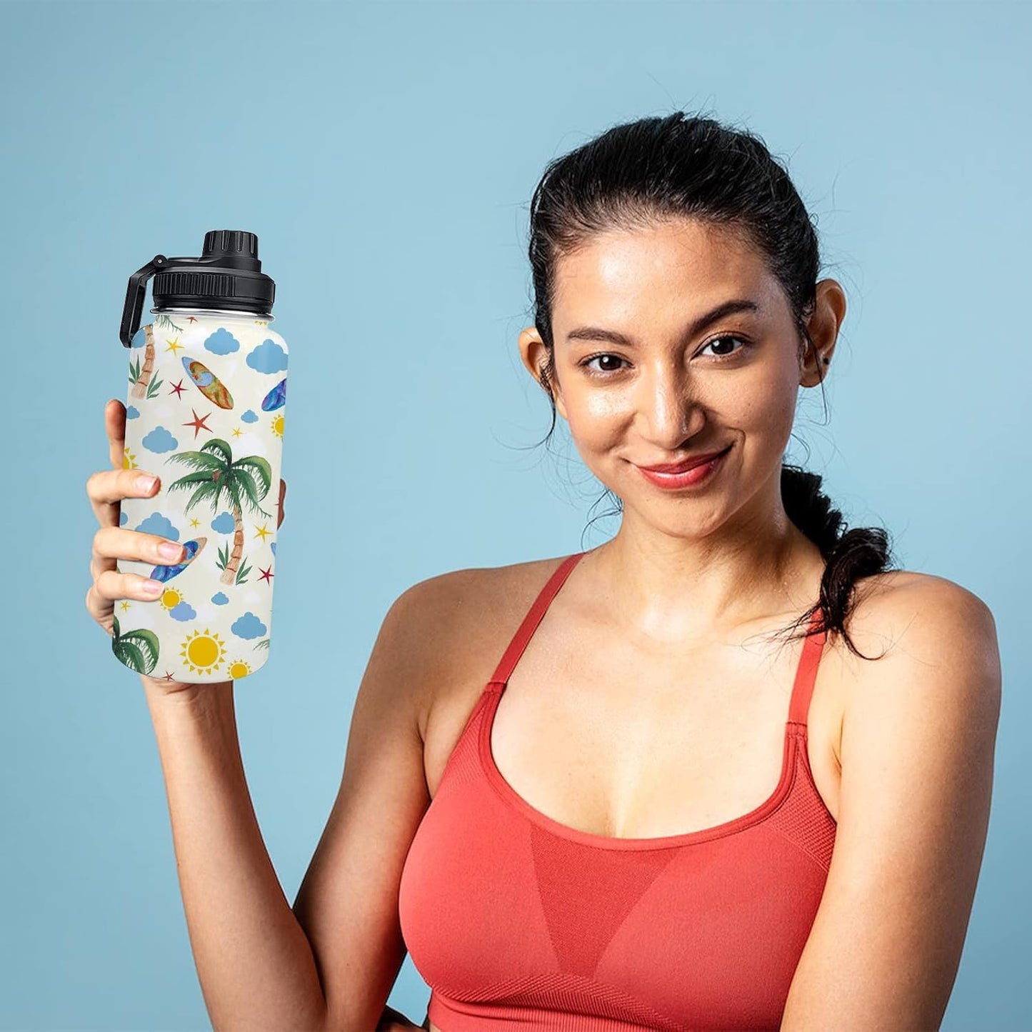 32Oz Stainless Steel Sublimation Sports Water Bottle,Insulated Thermos Mugs with Shrink Wrap Films and Wide Mouth Lid,Double Wall Vacuum Tumbler Keeps Liquids Hot or Cold (White 6 PACK)