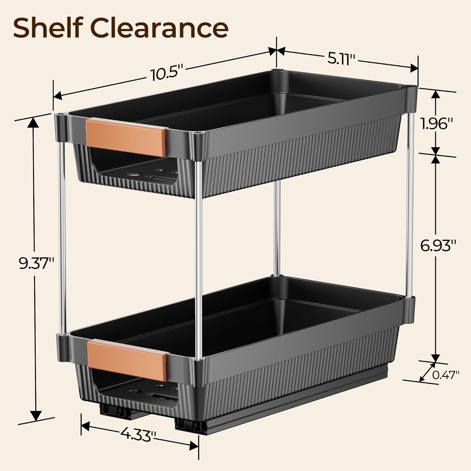 2 Pack Pull Out Spice Rack Organizer for Cabinet, 2 Tier Slide Out Spice Organization, Vertical Spice Organizer, Cabinet Size Need:12.5'' High X 11'' Deep X 5.5'' Wide(Not for Cabinet with Lip)