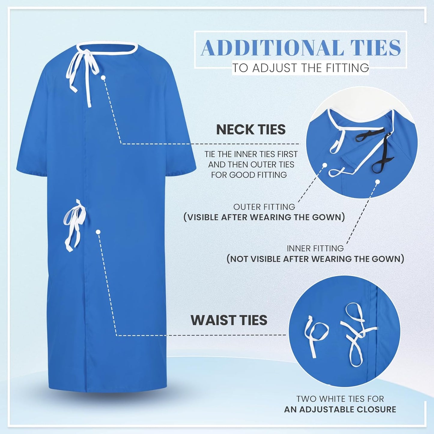 Men'S Hospital Gown Soft and Comfortable Patient Gown