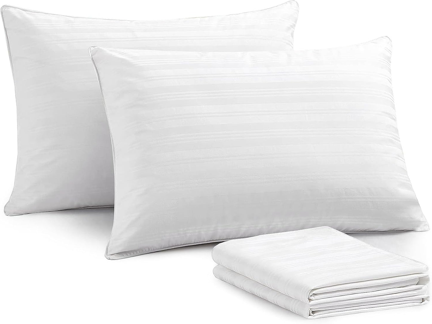 Goose Feather down Pillows, Bed Pillows for Sleeping with 2 Outer Protectors, Hotel Standard/Queen Pillows Set of 2 (Pack of 2)