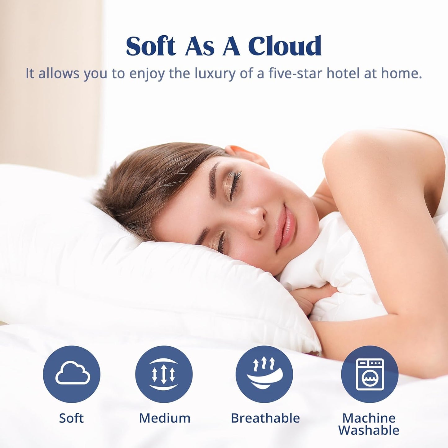 ® Goose Feather down Pillows King Size Set of 2, Soft Fluffy Luxury Hotel Collection Bed Pillow for Back, Stomach or Side Sleeper.