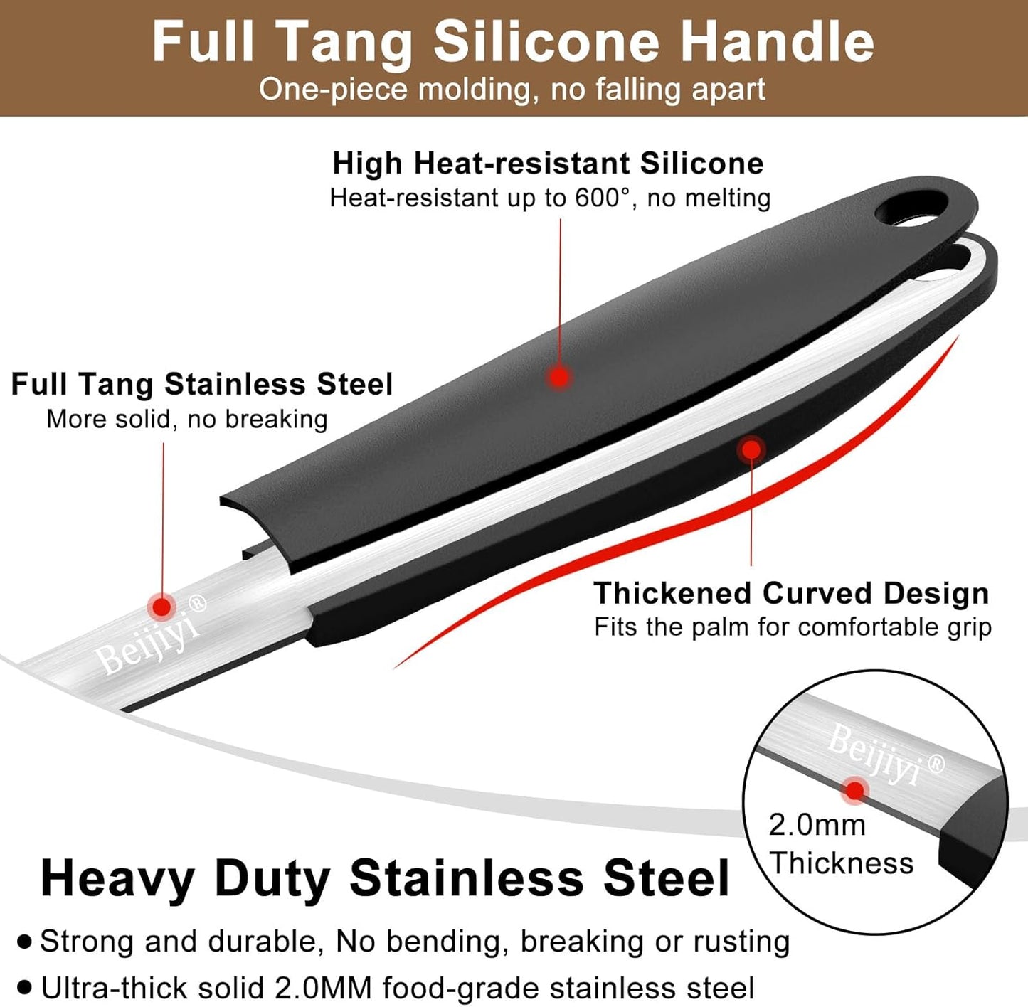 Stainless Steel Grill Spatula for Outdoor Grill, Heavy Duty Metal BBQ Spatula Set with Serrated, Silicone Handle, Solid and Slotted Turner, Grill Tools Burger Spatula for Grilling Cooking