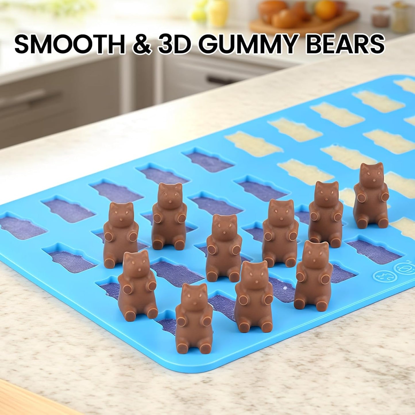Gummy Molds Bear Candy Silicone - Mini Size Chocolate Gummy Molds with 2 Droppers Nonstick Food Grade Silicone Pack of 4