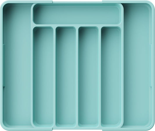 Cutlery Drawer Organiser for Kitchen - Adjustable Cutlery Tray for Effortless Utensil Sorting, Versatile Kitchen Storage & Organisation Solution, 12.13" X 1.54" X 8.07"~13.90", Green