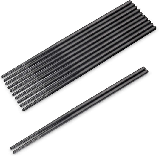 Stainless Steel Chopsticks, 9.45 Inches, Reusable (5 Pairs, Black)