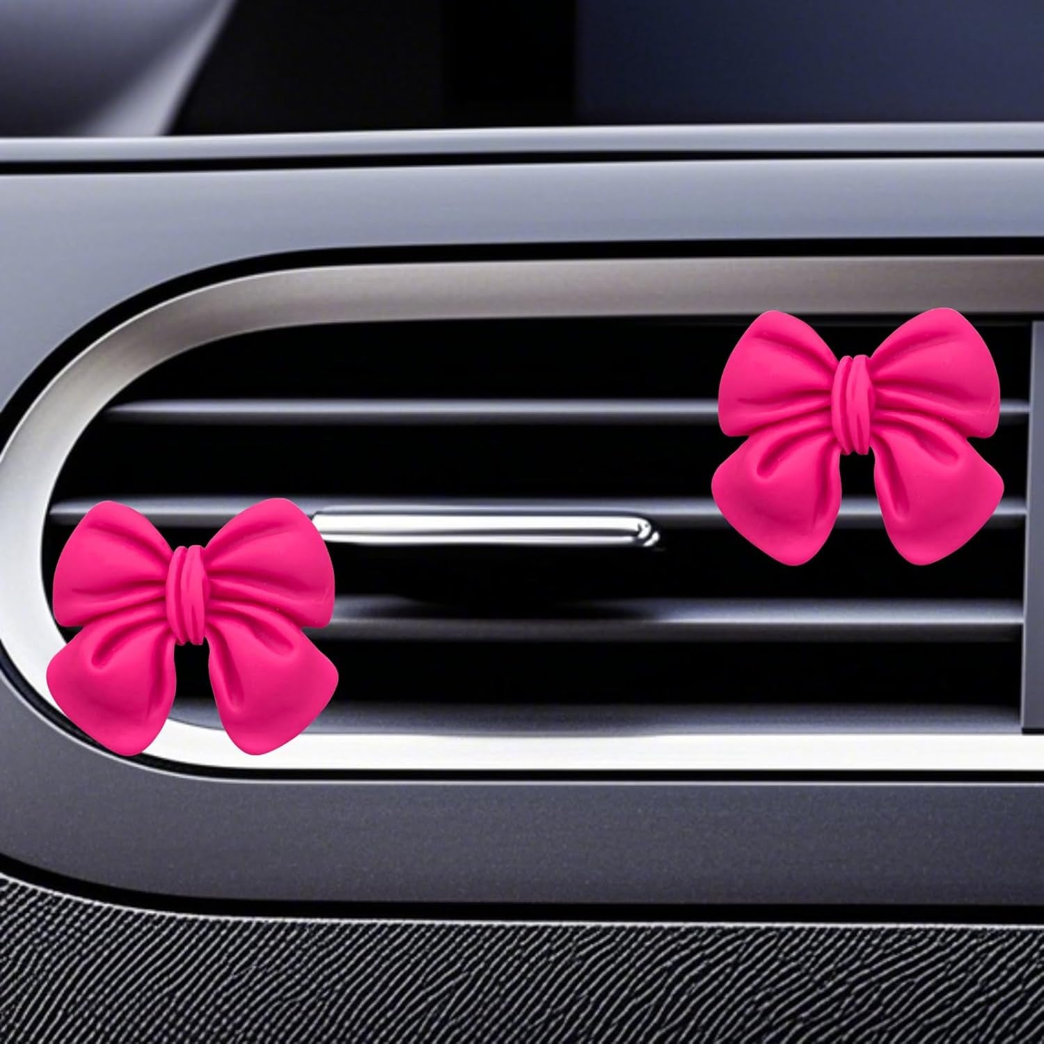 6 Pcs Pink Bow Car Air Vent Clips Coquette Cute Girly Car Decor Accessories Interior Aesthetic Decorations Charm Stuff for Women Girl (Hot Pink)