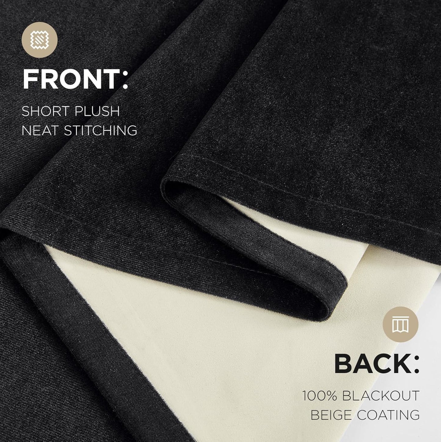 Luxury 100% Blackout Velvet Curtains - 84 Inch, Set of 2 Panels, Thermal Insulated and Soundproof Drapes for Bedroom and Living Room, Rod Pocket & Back Tab Design (52W x 84L)