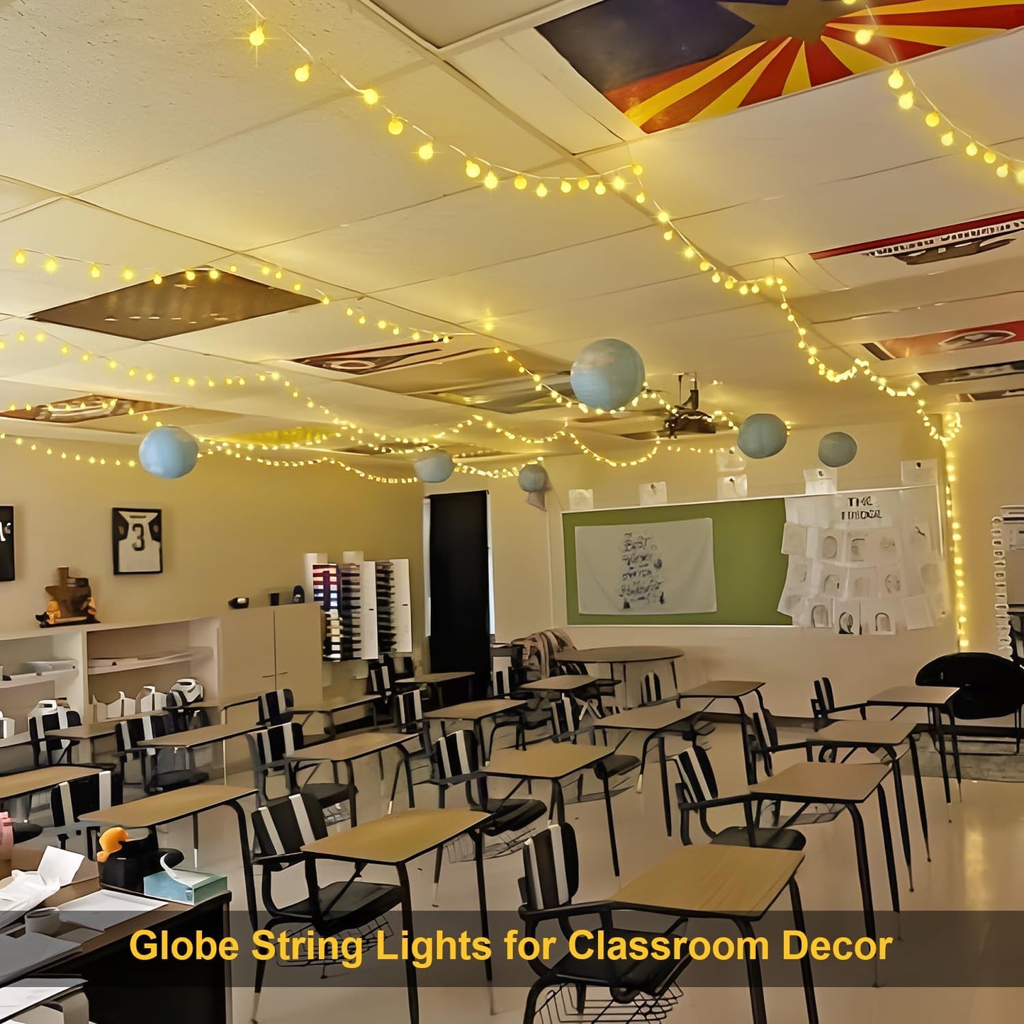 100 LED Connectable Globe String Lights Indoor Bedroom, 33Ft Warm White Christmas String Lights Plug in with Remote, 8 Modes Hanging Fairy Lights Outdoor for Room Classroom Dorm Party Decor