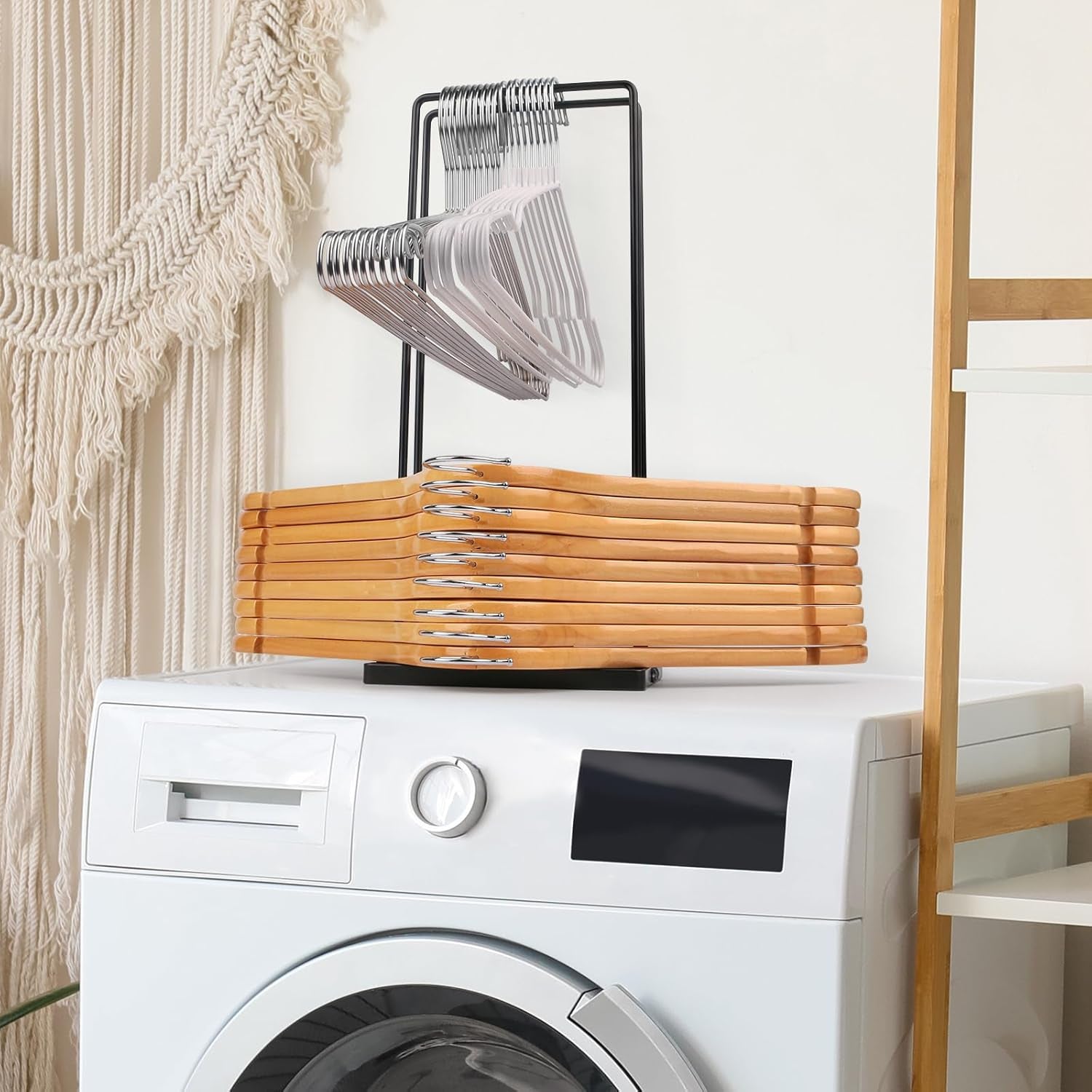 Hanger Organizer Stacker, Clothes Hanger Holder for Closet Laundry Room, Hangars Stacker Hold up 110 Wire Hangers for Storage Organizer, Hanger Rack Stand for Adult Child Velvet Pants Hangers