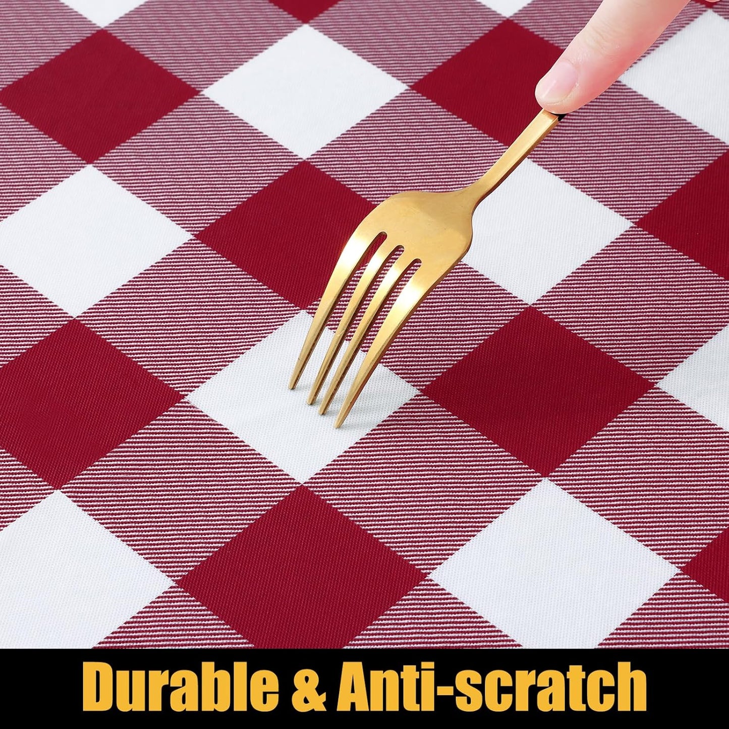 Rectangle Picnic Table Cloth, Elastic Waterproof Fitted Vinyl Tablecloths, Flannel Backed Buffalo Plaid Table Covers for Dining, Camping, Outdoor (Burgundy and White, 30" X 72")
