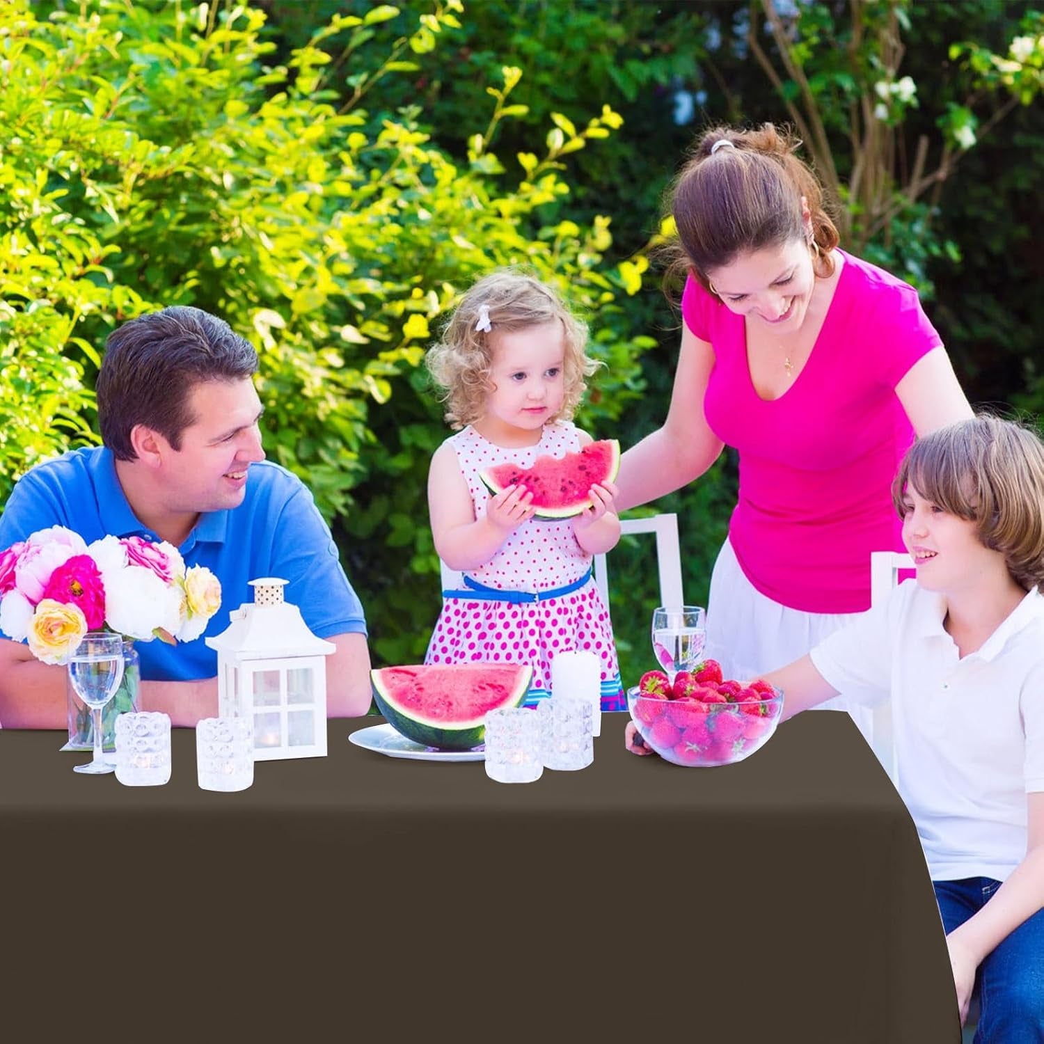 2PCS Brown Plastic Tablecloths 54 X 108 Inch, Disposable Table Cloths Rectangle Party Table Covers