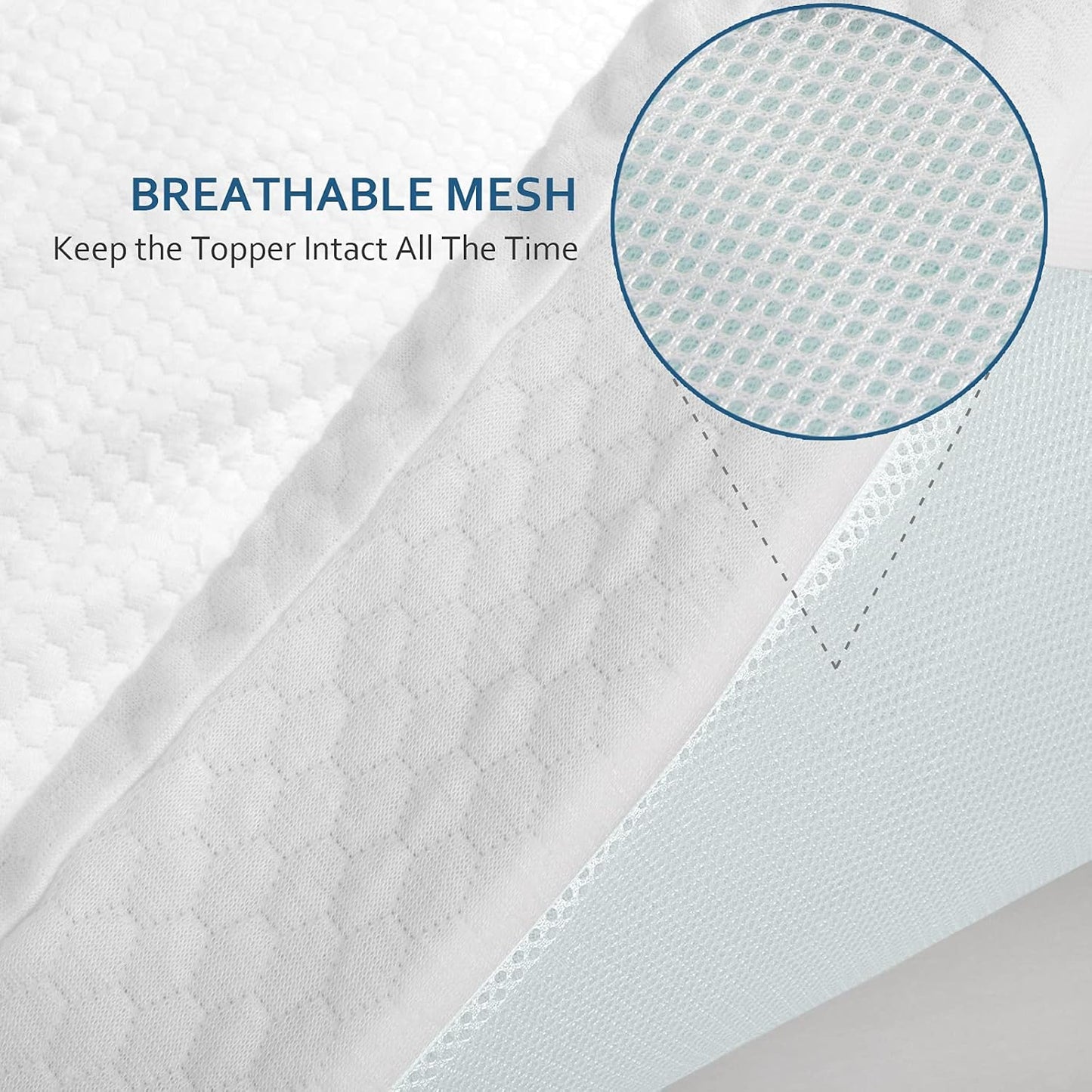 Mattress Topper Cover (Cover Only) Twin Size, 3-4 Inch Zippered Viscose Made from Bamboo Cover for Latex Mattress Topper, Removable Memory Foam Mattress Topper Cover with Straps