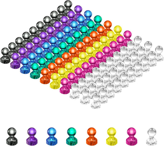 96-Piece Premium Refrigerator Magnets Set, Vibrant Magnetic Push Pins for Bulletin Boards, Dry Erase Boards, and Office Use (8 Assorted Colors)