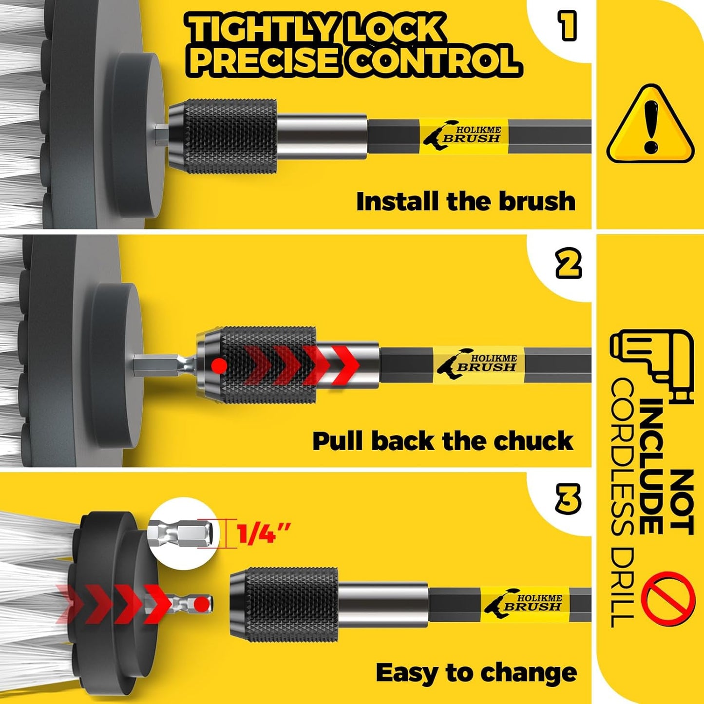 7Pack Drill Brush Attachment Set-Car Interior Detailing Kit,Power Scrubber Brush Extended Long Attachment for Bathroom, Car,Shower,Carpet,Boat,Kitchen,Floor and Tile,White