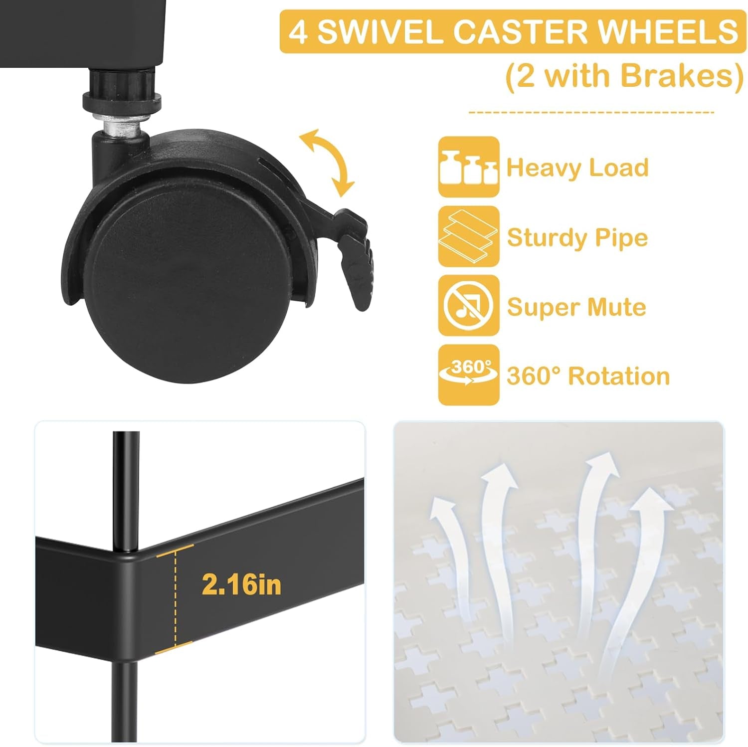 Baby Diaper Caddy – Plastic Diaper Organizer for Nursery Essentials, Movable Cart for Changing Table & Crib, Easy to Assemble, Black