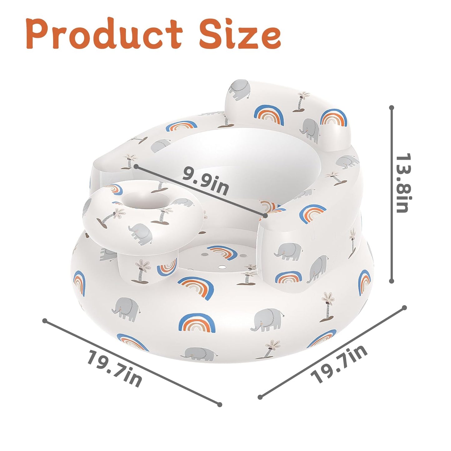 Inflatable Baby Floor Seat for Ages 3 Months and Up, Foldable Design with Integrated Air Pump, Portable and Adorned with Charming Patterns.