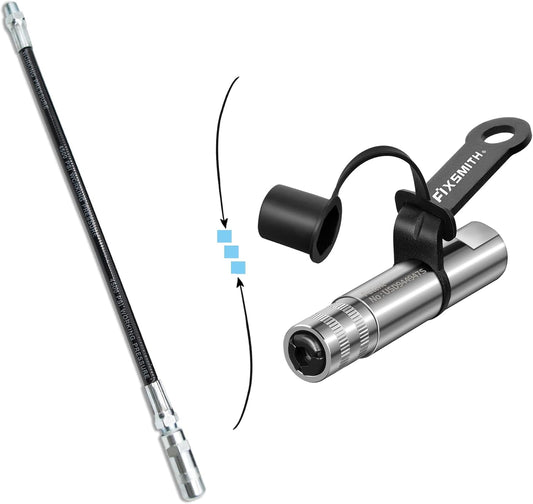 -Grease-Gun-Hose 1 Pack & Heavy Duty Strong Quick Release Grease Gun Coupler Compatible with All Grease Guns 1/8" NPT Fittings