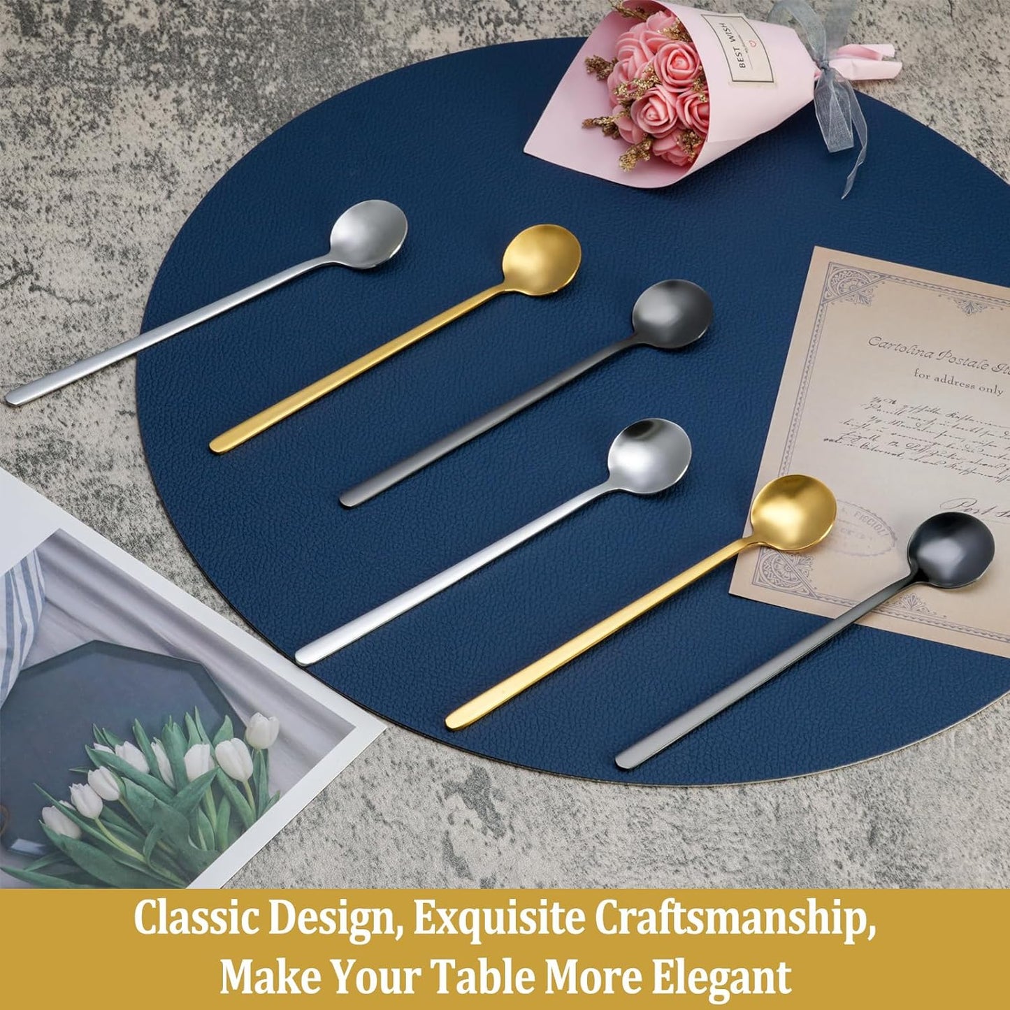 12 Pcs Teaspoons Set, 6.7 Inch Tea Spoons Long Handle, Small Teaspoons, Food Grade Stainless Steel Spoons, Long Spoon for Stirring, Metal Espresso Spoon, Coffee Bar Accessories
