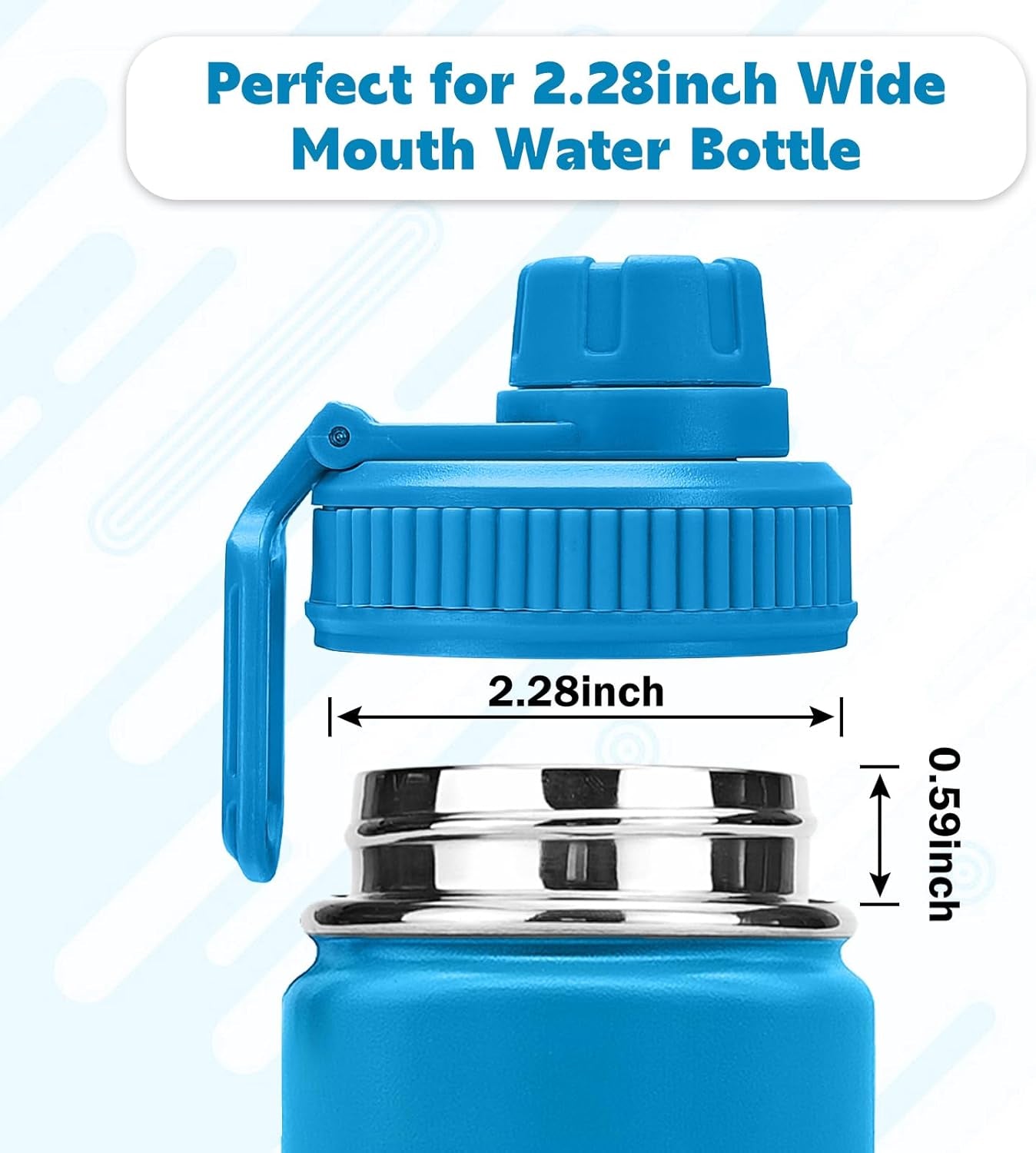 Spout Lid for Hydro Flask Wide Mouth Sport Water Bottles,2 Pack Replacement Lids for Most 12,14,16,18,20,22,32,40,64Oz Wide Mouth Water Bottles with Handle Easy to Carry (Black+Blue)