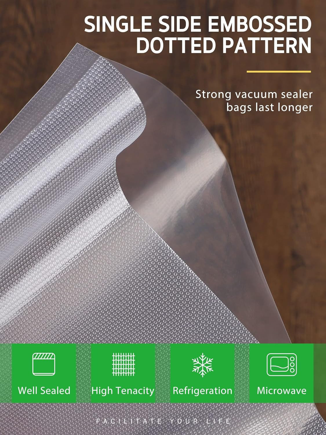 Vacuum Sealer Bags, 6 Pack 3 Rolls 11" X 20' and 3 Rolls 8" X 20' Commercial Grade BPA Free Bag Rolls, Food Vac Bags for Storage, Meal Prep or Sous Vide