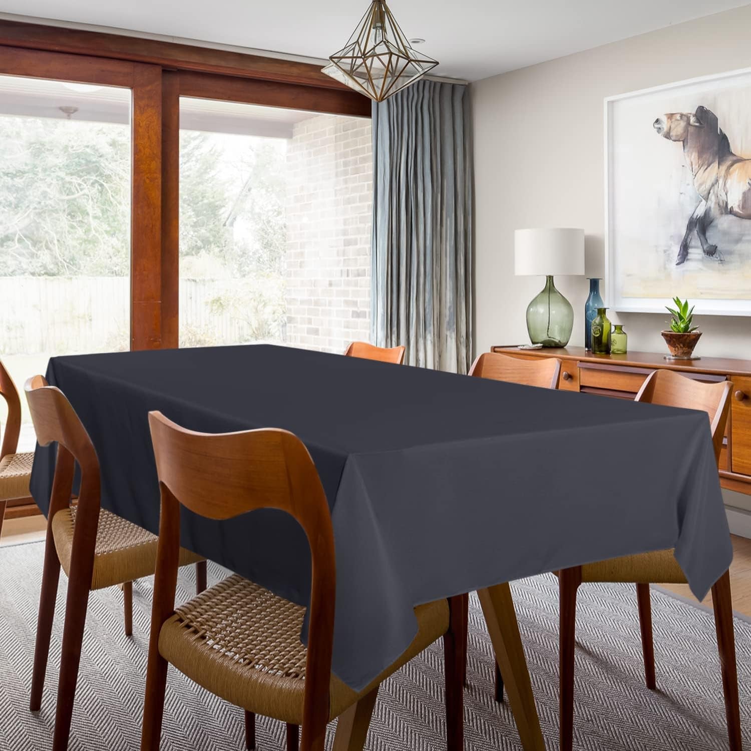 2 Pack Dark Grey Tablecloth 60 X 102 Inch, Rectangle 6 Feet Table Cloth - Stain and Wrinkle Resistant Washable Polyester Table Cover for Dining Tables, Buffet Parties and Camping