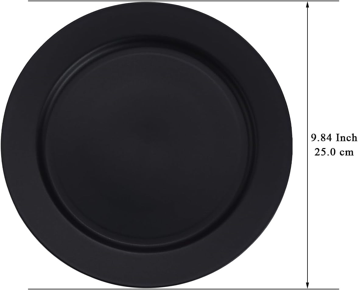 Set of 8 Reusable 10-Inch Black Plastic Plates - Versatile Dinner, Salad, and Pasta Dishes for Home, Garden, Picnic, Camping, and Outdoor Use