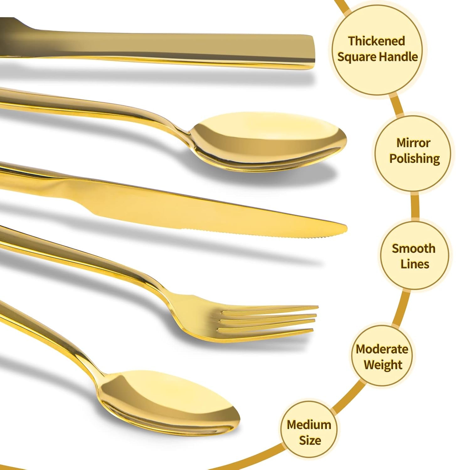 40-Piece Luxury Gold and Silver Stainless Steel Flatware Set for 8 - Mirror Polished Cutlery Service for Home, Kitchen, Restaurant, and Weddings