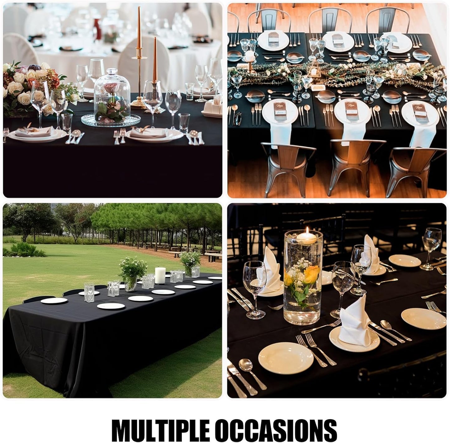 Rectangle Table Cloth, Waterproof Anti-Scratch Polyester Tablecloth, Decorative Washable Fabric Table Cover for Dining, Buffet, Parties and Outdoor, 60X84, Black