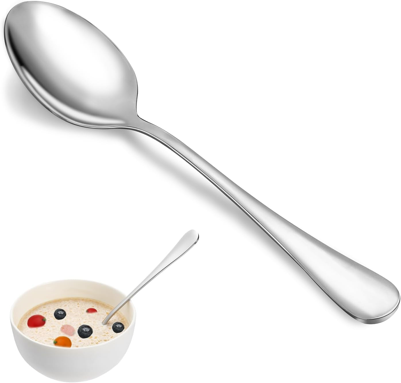 8 Pcs Tablespoon Spoon Set, Premium Food Grade Stainless Steel Spoons, Serving Tablespoons, Mirror Finish & Dishwasher Safe,Use for Home,Kitchen and Restaurant - 7.3 Inch