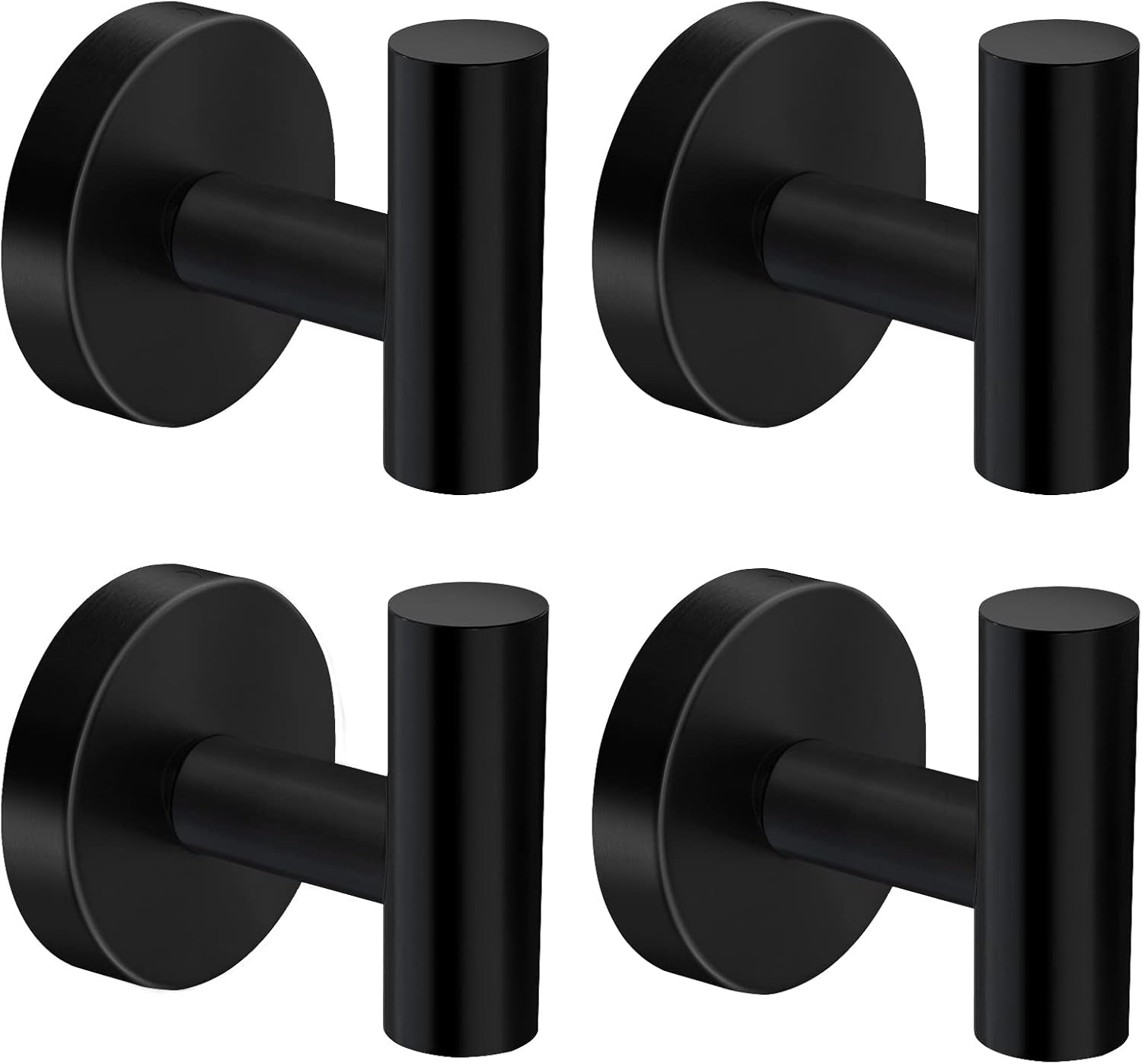 Wall Towel Hooks, Heavy Duty Holder Waterproof Bathroom Towel Hooks for Hanging Coat, Clothes, Closet Hook Wall Mount for Kitchen (Black, Drilling 4 Pack)