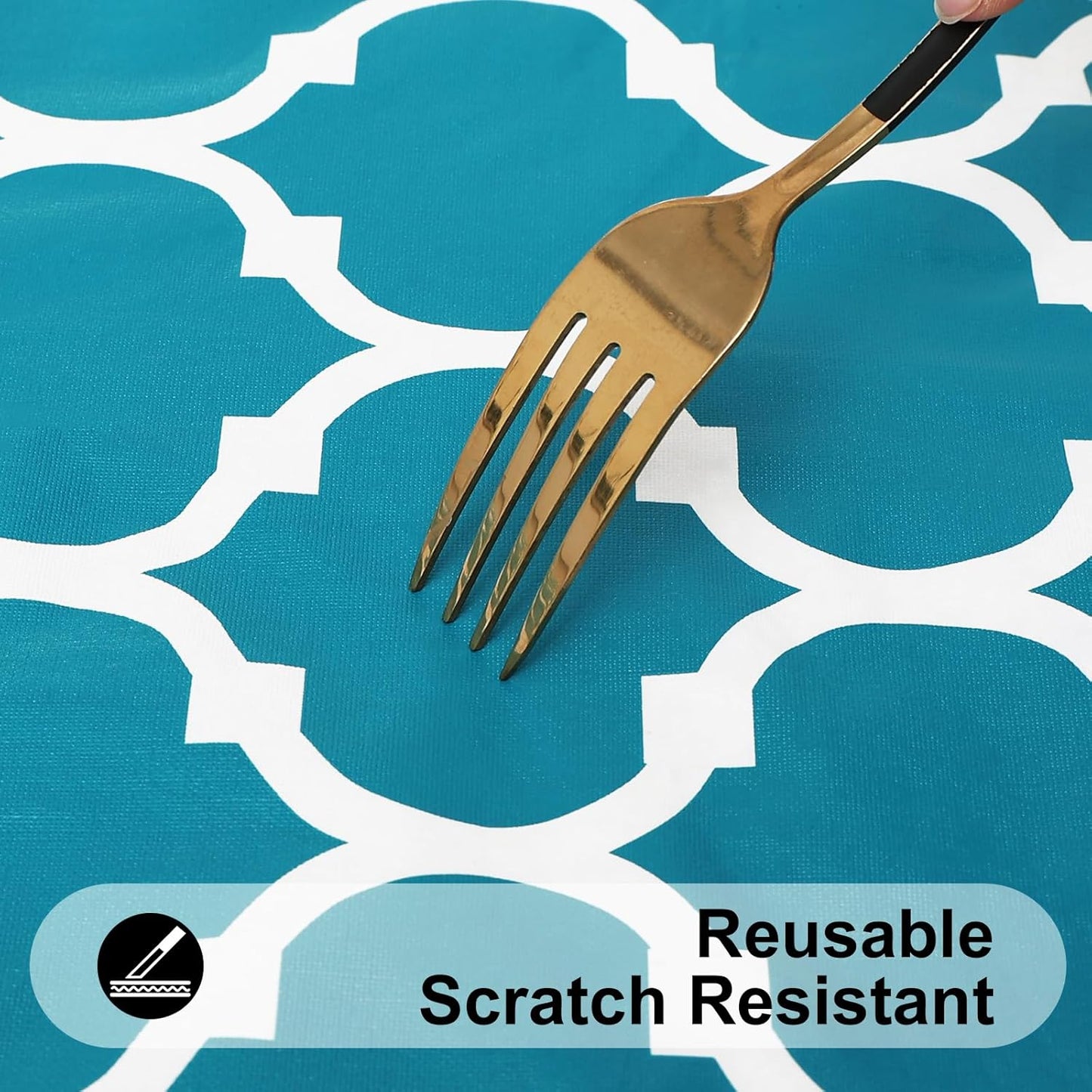 Rectangle Waterproof Vinyl Tablecloth with Flannel Backing, Wipeable and Spillproof for Indoor and Outdoor Use (60" x 84", Teal)