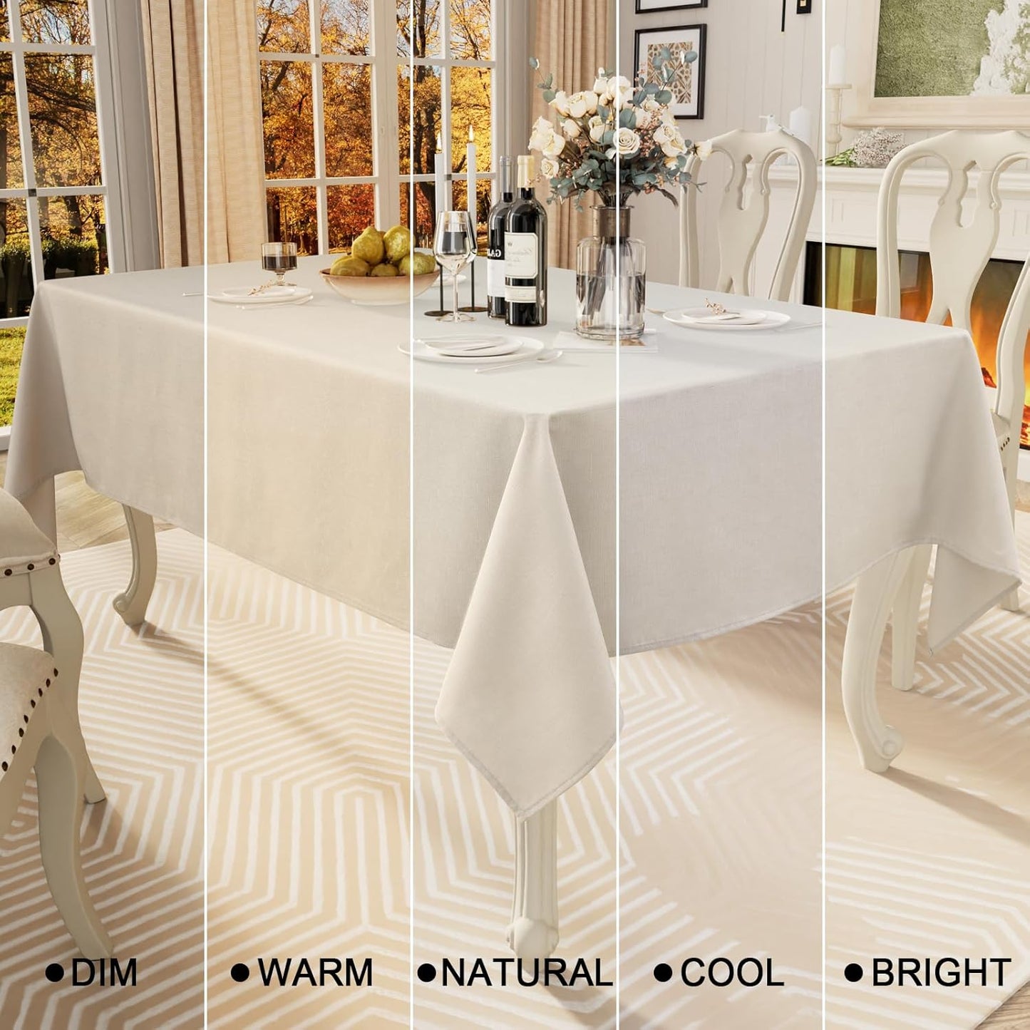 Rectangle Table Cloth Linen Textured, Waterproof Spillproof Anti-Wrinkle Burlap Tablecloth, Washable Decorative Fabric Table Cover for Dining, Party, Banquet, 52 X 70 Inch, Beige