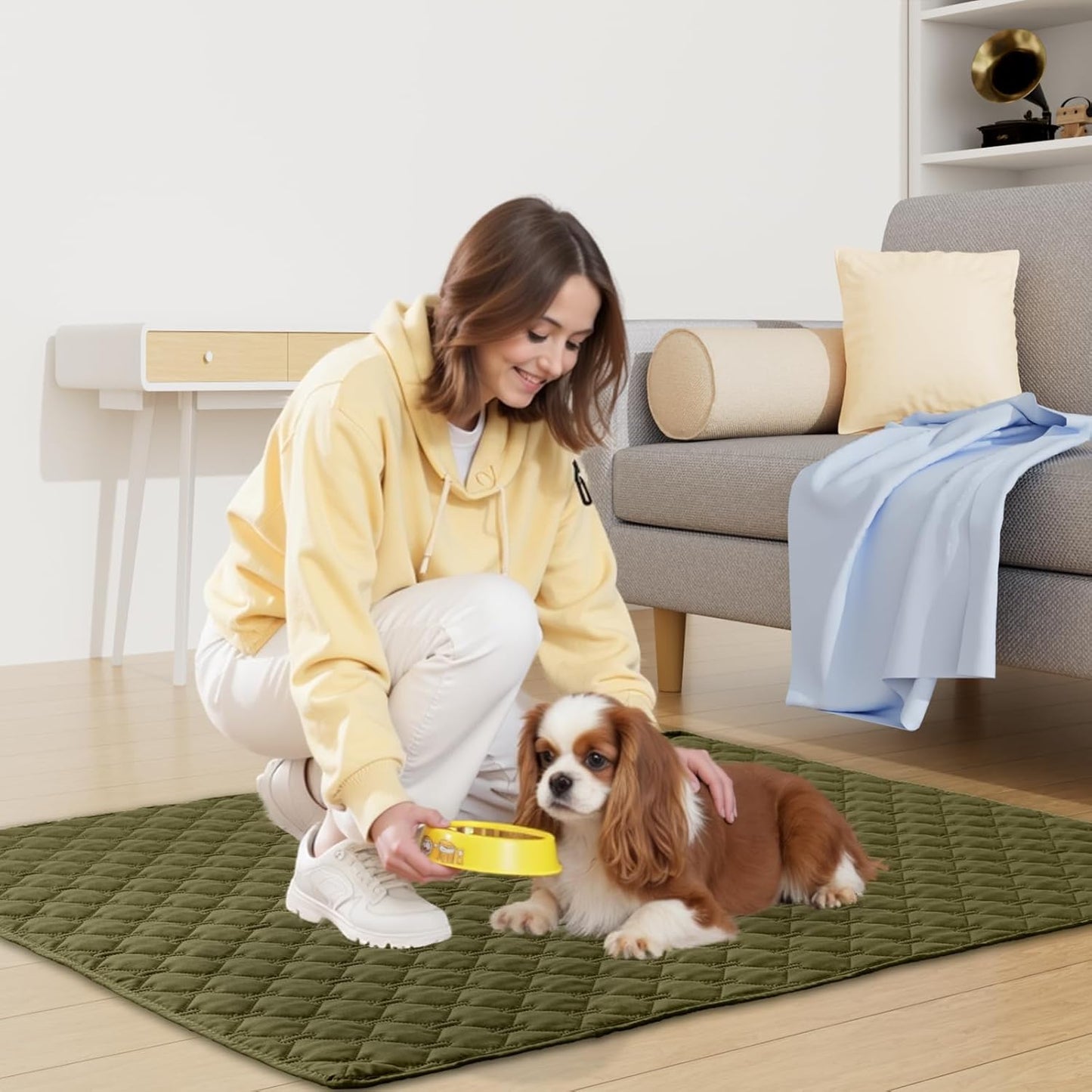 Waterproof Dog Bed Cover Blanket, Soft Reversible Pet Blanket, Washable Leakproof Cats Dogs Couch Cover for Sofa, Couch, Furniture (40X50 Inch, Green/Navy)